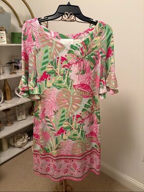 Pappagallo Pink, Green & Cream Tropical oasis combo dress